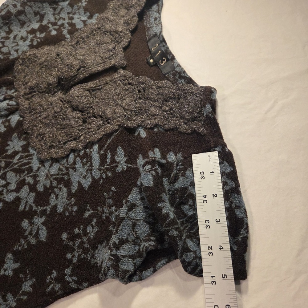 213 Wool Blend Short Sleeve Mini Sweater Dress Boho, Women's Size M, Brown Blue - Picture 7 of 10